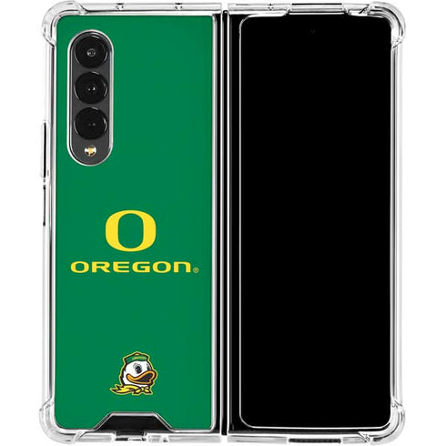 University of Oregon Yellow O with Text Galaxy Z Fold4 5G Clear Case