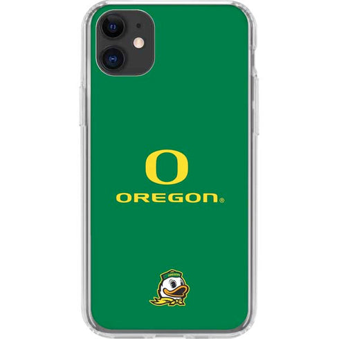 University of Oregon Yellow O with Text iPhone 11 Clear Case