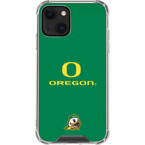 University of Oregon Yellow O with Text iPhone 13 Mini Clear Case