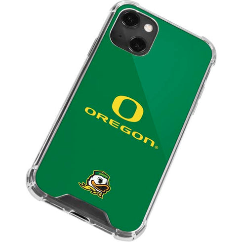 University of Oregon Yellow O with Text iPhone 13 Mini Clear Case