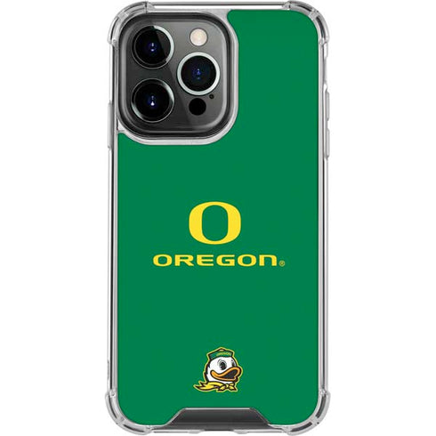 University of Oregon Yellow O with Text iPhone 13 Pro Clear Case