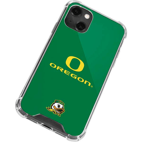 University of Oregon Yellow O with Text iPhone 14 Plus Clear Case
