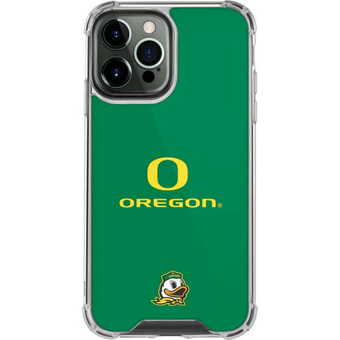 University of Oregon Yellow O with Text iPhone 14 Pro Max Clear Case