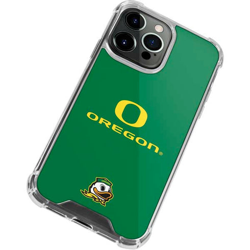 University of Oregon Yellow O with Text iPhone 15 Pro Max Clear Case