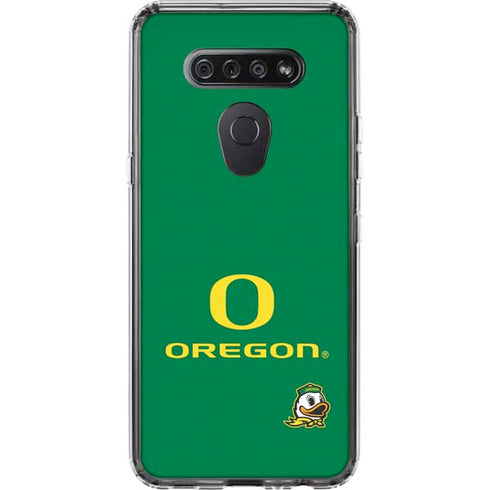 University of Oregon Yellow O with Text LG K51/Q51 Clear Case