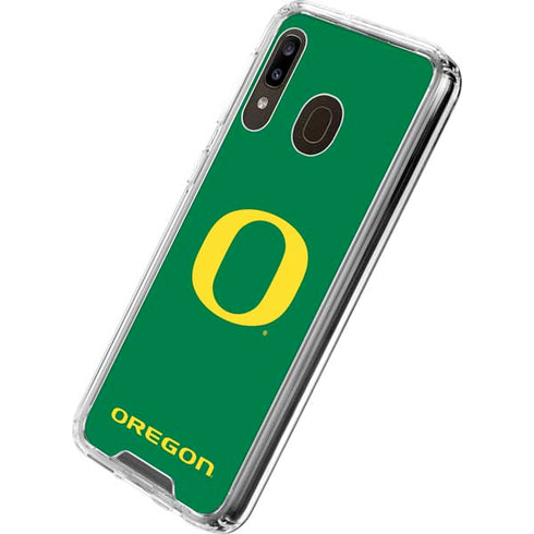 University of Oregon Yellow O on Green Galaxy A30 Clear Case
