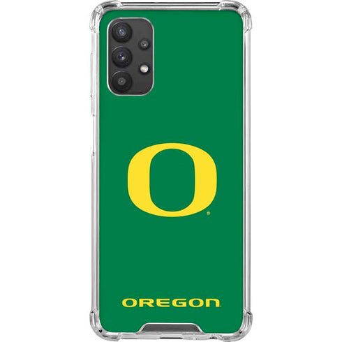 University of Oregon Yellow O on Green Galaxy A32 5G Clear Case