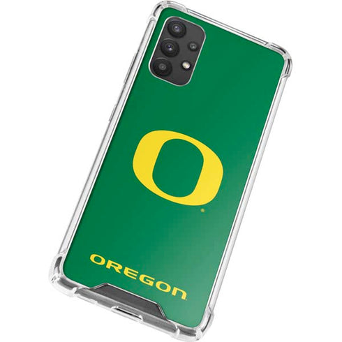 University of Oregon Yellow O on Green Galaxy A32 5G Clear Case