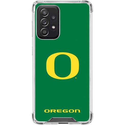 University of Oregon Yellow O on Green Galaxy A52 5G Clear Case