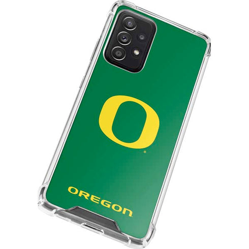 University of Oregon Yellow O on Green Galaxy A52 5G Clear Case