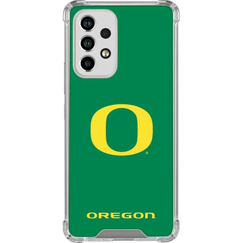 University of Oregon Yellow O on Green Galaxy A53 5G Clear Case