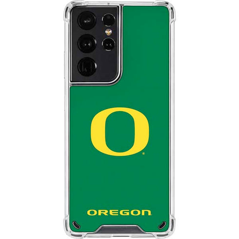 University of Oregon Yellow O on Green Galaxy S21 Ultra 5G Clear Case