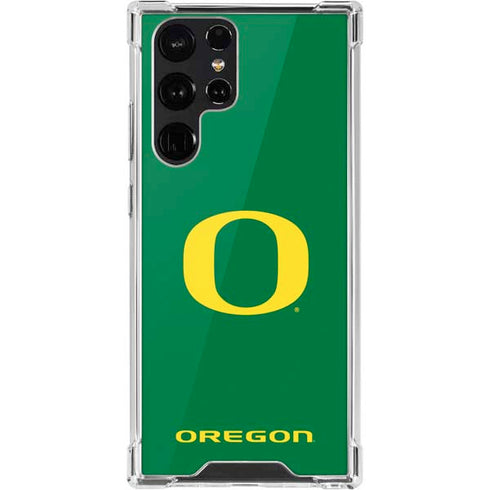 University of Oregon Yellow O on Green Galaxy S22 Ultra Clear Case