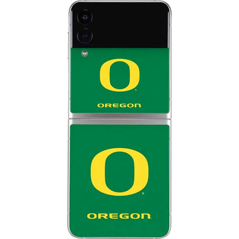 University of Oregon Yellow O on Green Galaxy Z Flip3 5G Skin