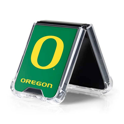 University of Oregon Yellow O on Green Galaxy Z Flip5 5G Clear Case