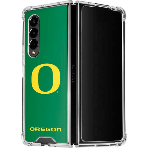 University of Oregon Yellow O on Green Galaxy Z Fold4 5G Clear Case