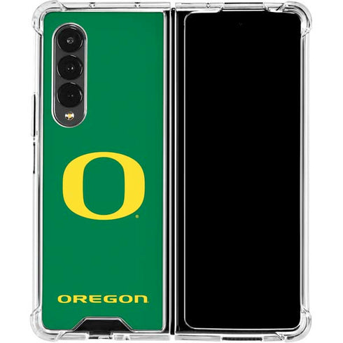University of Oregon Yellow O on Green Galaxy Z Fold4 5G Clear Case