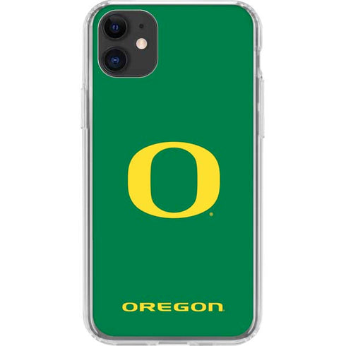 University of Oregon Yellow O on Green iPhone 11 Clear Case