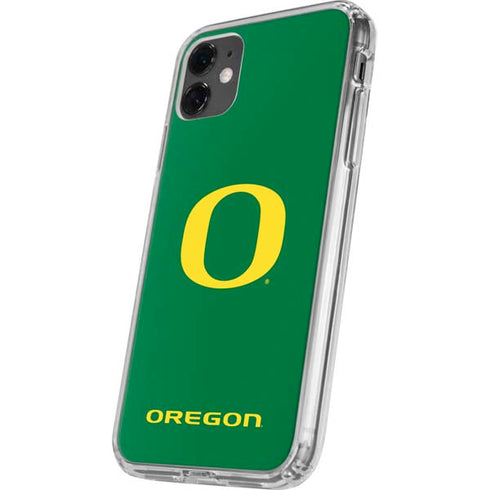 University of Oregon Yellow O on Green iPhone 11 Clear Case