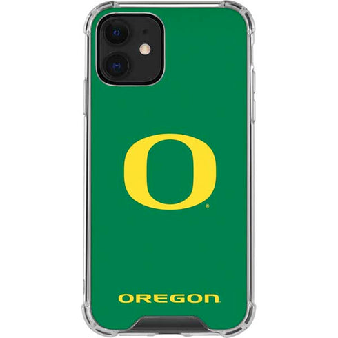 University of Oregon Yellow O on Green iPhone 12 Clear Case