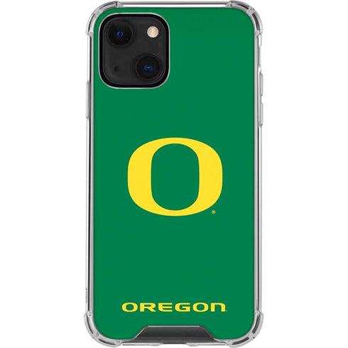University of Oregon Yellow O on Green iPhone 13 Clear Case