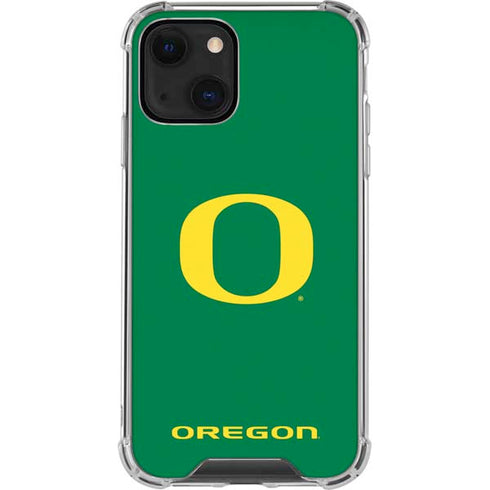 University of Oregon Yellow O on Green iPhone 14 Plus Clear Case