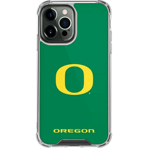 University of Oregon Yellow O on Green iPhone 14 Pro Max Clear Case