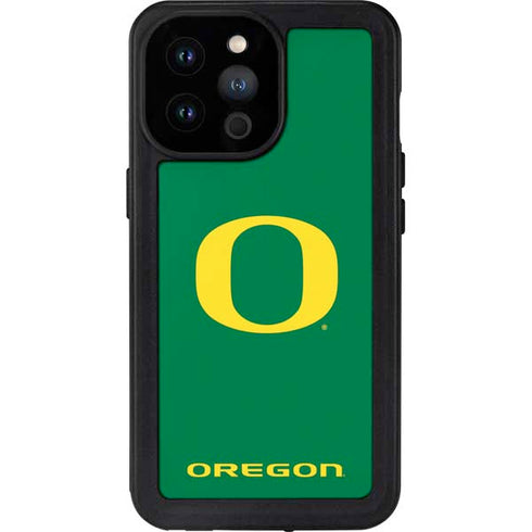 University of Oregon Yellow O on Green iPhone 14 Pro Max Waterproof Case