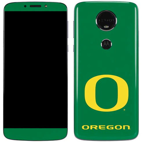 University of Oregon Yellow O on Green Moto E5 Plus Skin
