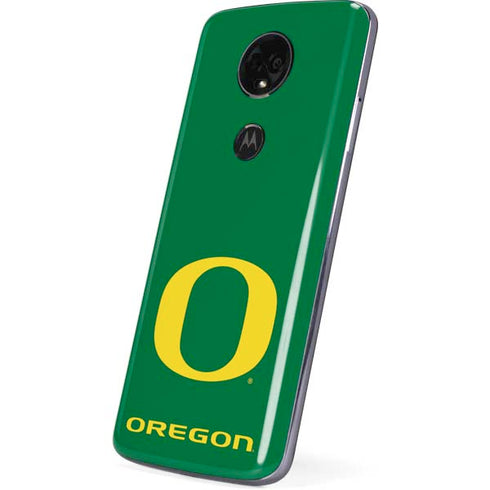 University of Oregon Yellow O on Green Moto E5 Plus Skin