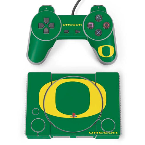 University of Oregon Yellow O on Green PlayStation Classic Bundle Skin