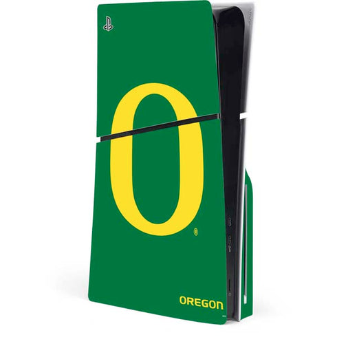 University of Oregon Yellow O on Green PS5 Slim Disk Console Skin