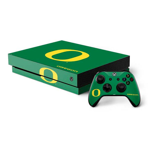 University of Oregon Yellow O on Green Xbox One X Bundle Skin