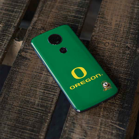 University of Oregon Yellow O with Text Moto E5 Plus Skin
