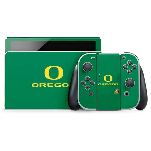 University of Oregon Yellow O with Text Nintendo Switch OLED (2021) Skin