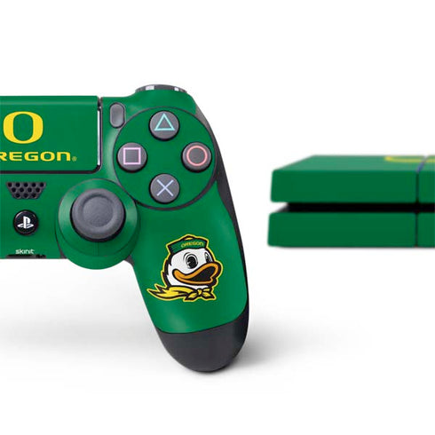 University of Oregon Yellow O with Text PS4 Console and Controller Bundle Skin