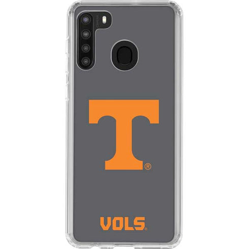 University of Tennessee-Knoxville T Logo Vols on Gray Galaxy A21 Clear Case