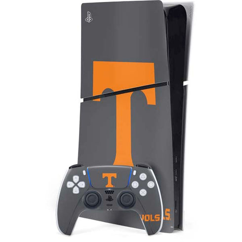 University of Tennessee-Knoxville T Logo Vols on Gray PS5 Slim Digital Edition Bundle Skin