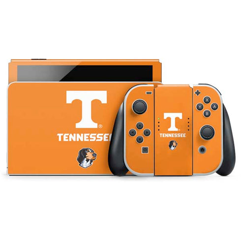 University of Tennessee-Knoxville T Logo on Orange Nintendo Switch OLED (2021) Skin
