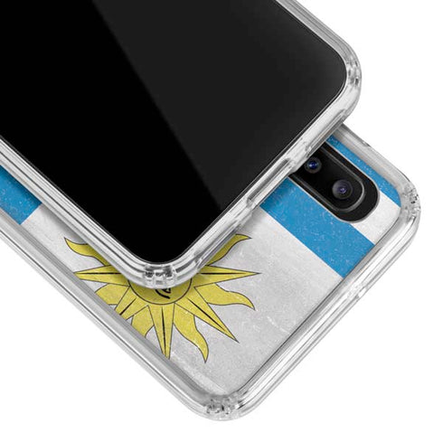 Uraguay Flag Distressed Galaxy A30 Clear Case