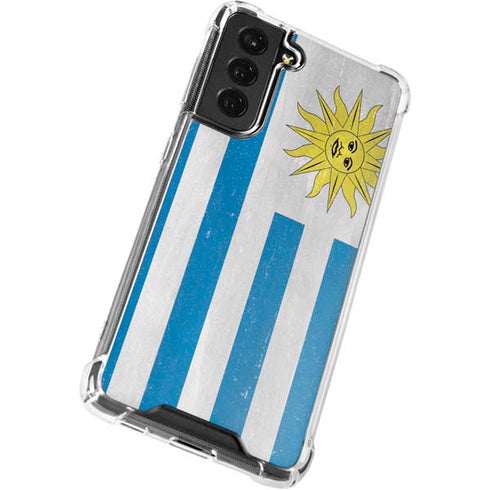 Uraguay Flag Distressed Galaxy S21 FE Clear Case