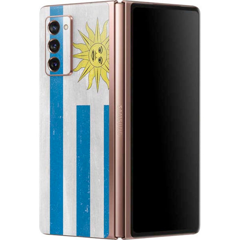 Uraguay Flag Distressed Galaxy Z Fold2 5G Skin
