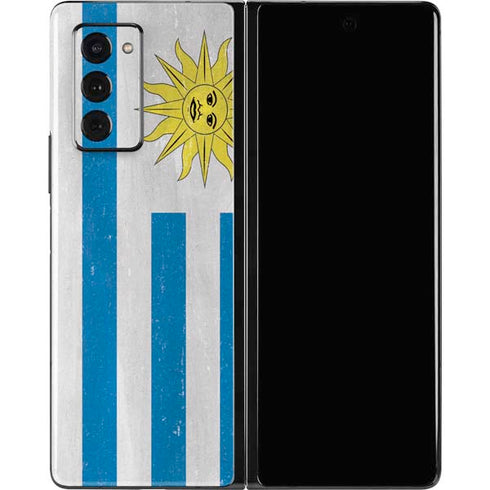Uraguay Flag Distressed Galaxy Z Fold2 5G Skin