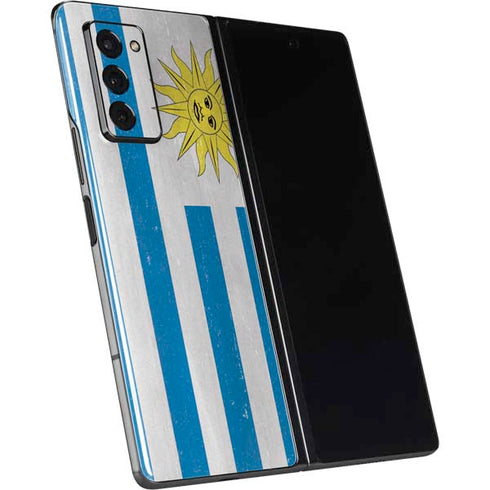 Uraguay Flag Distressed Galaxy Z Fold2 5G Skin