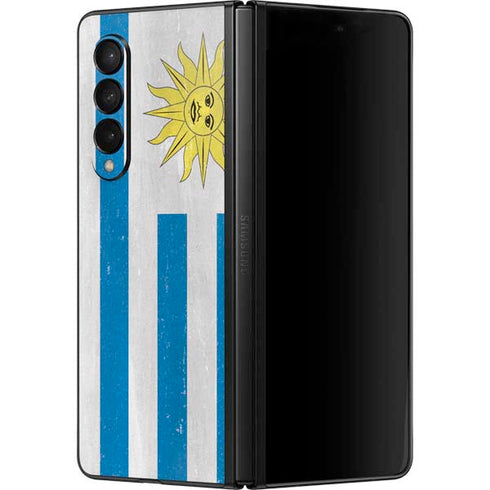 Uraguay Flag Distressed Galaxy Z Fold3 5G Skin