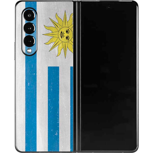Uraguay Flag Distressed Galaxy Z Fold3 5G Skin