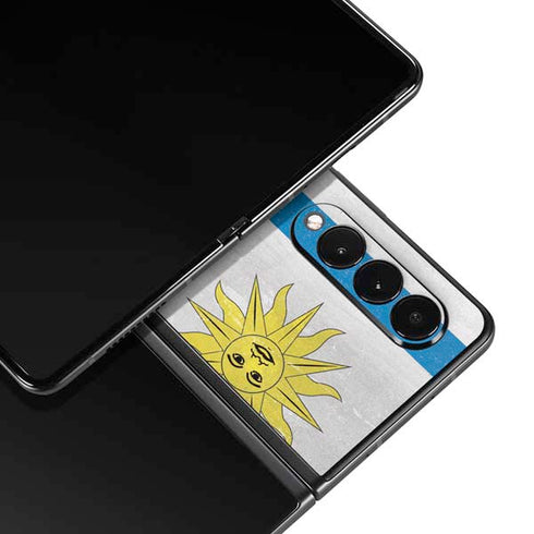 Uraguay Flag Distressed Galaxy Z Fold3 5G Skin