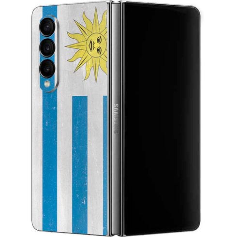 Uraguay Flag Distressed Galaxy Z Fold4 5G Skin