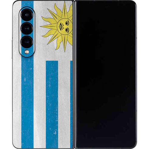 Uraguay Flag Distressed Galaxy Z Fold4 5G Skin