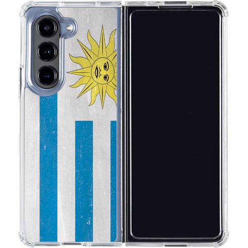 Uraguay Flag Distressed Galaxy Z Fold5 5G Clear Case